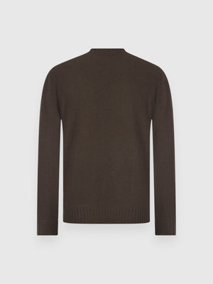 Felted cashmere crew neck dark green