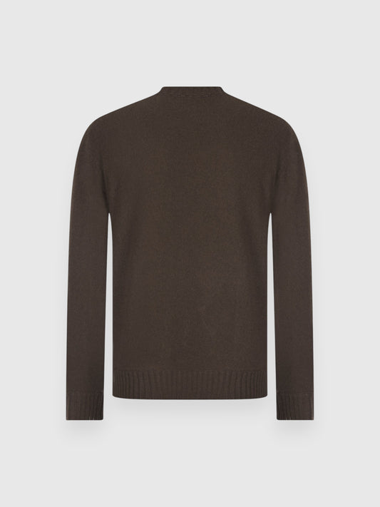 Felted cashmere crew neck dark green