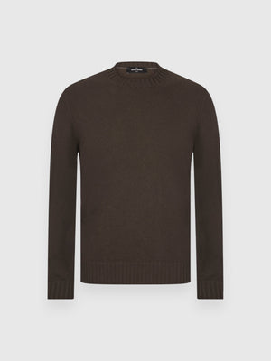 Felted cashmere crew neck dark green