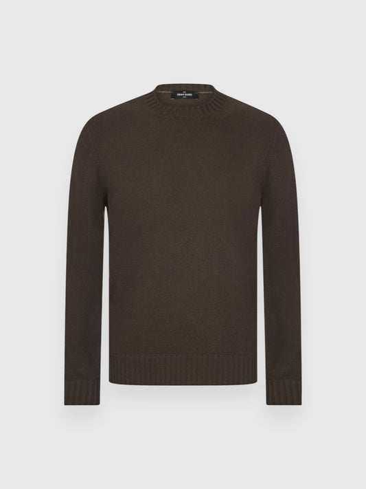 Felted cashmere crew neck dark green