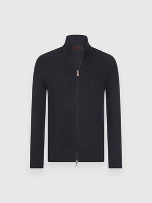Rain wool full zip blue navy