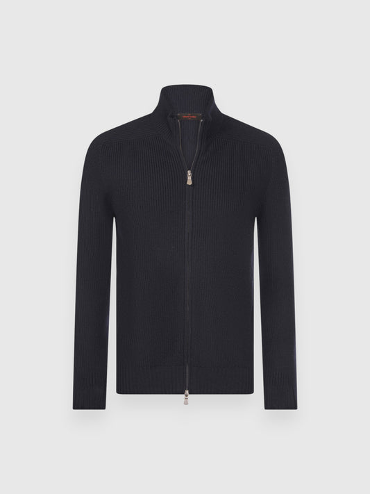 Rain wool full zip blue navy