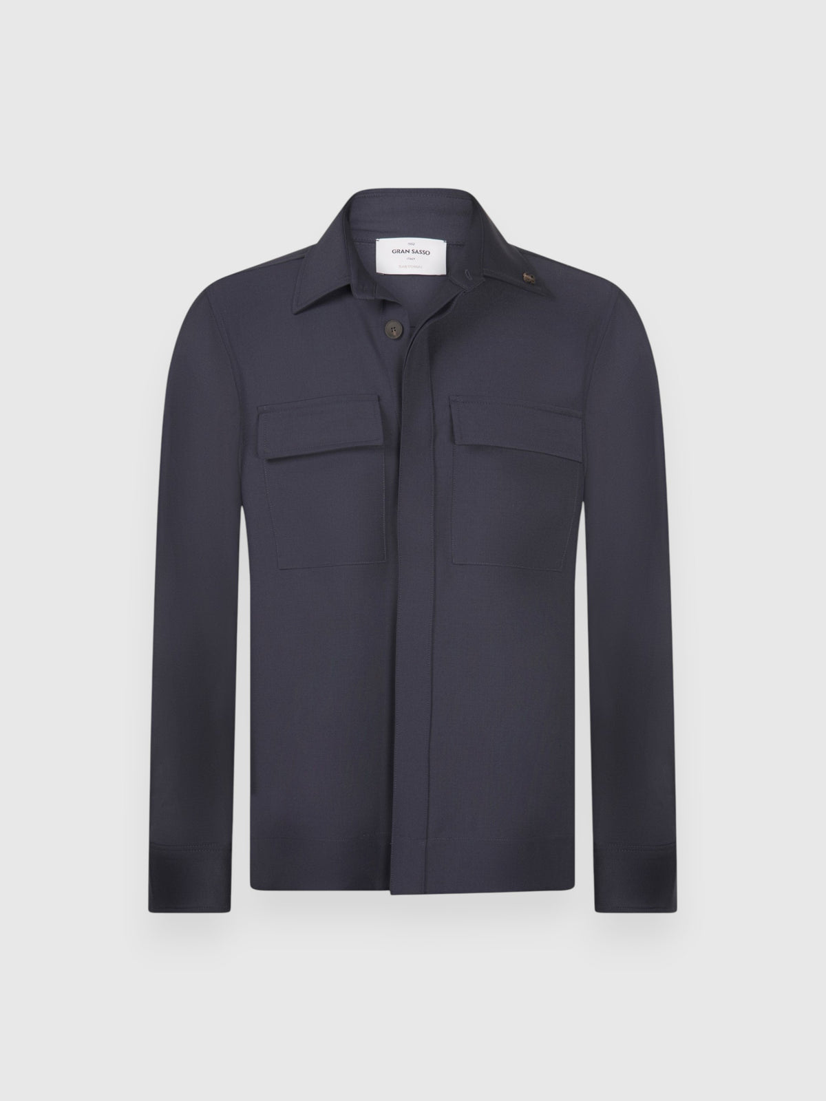 Technical wool overshirt blue navy