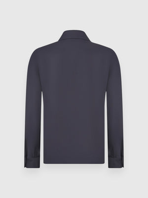 Technical wool overshirt blue navy