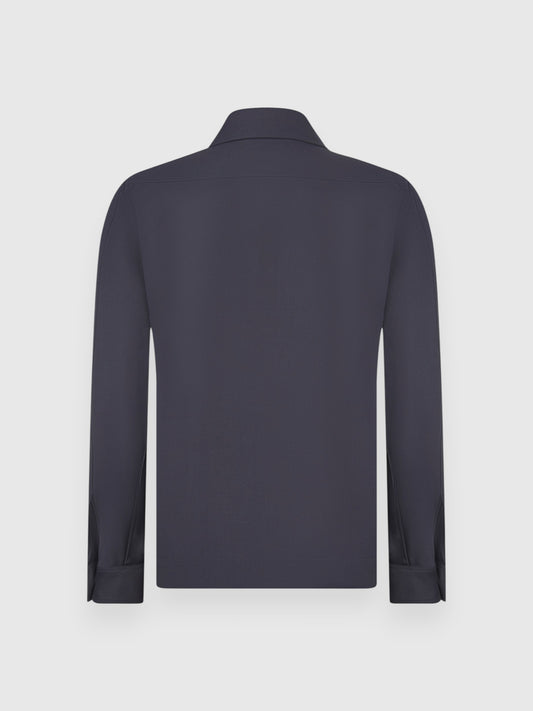 Technical wool overshirt blue navy