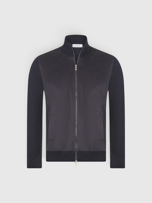 Alcantara and merinos full zip blue navy