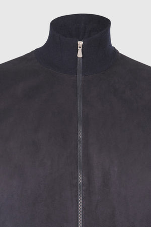 Alcantara and merinos full zip blue navy