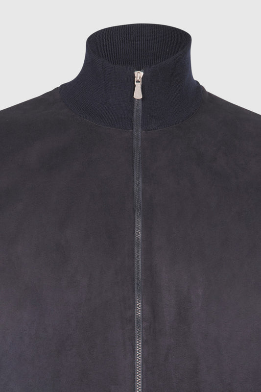 Alcantara and merinos full zip blue navy