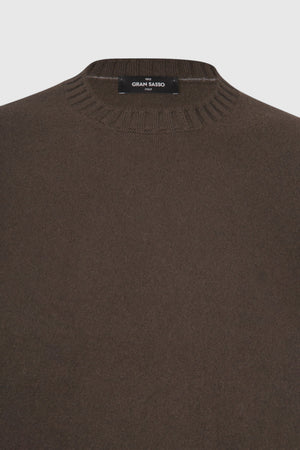 Felted cashmere crew neck dark green