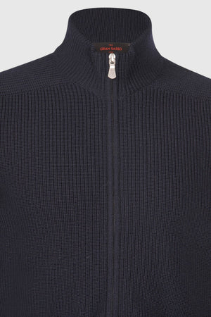 Rain wool full zip blue navy