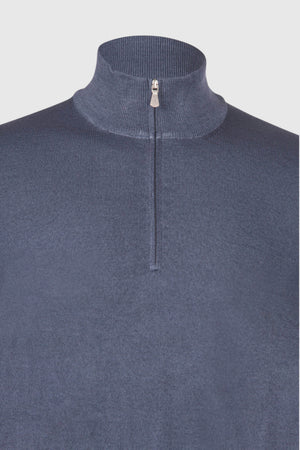 Vintage merinos mock zip denim blue