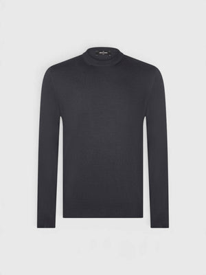 Cashmere silk and wool crew neck blue navy