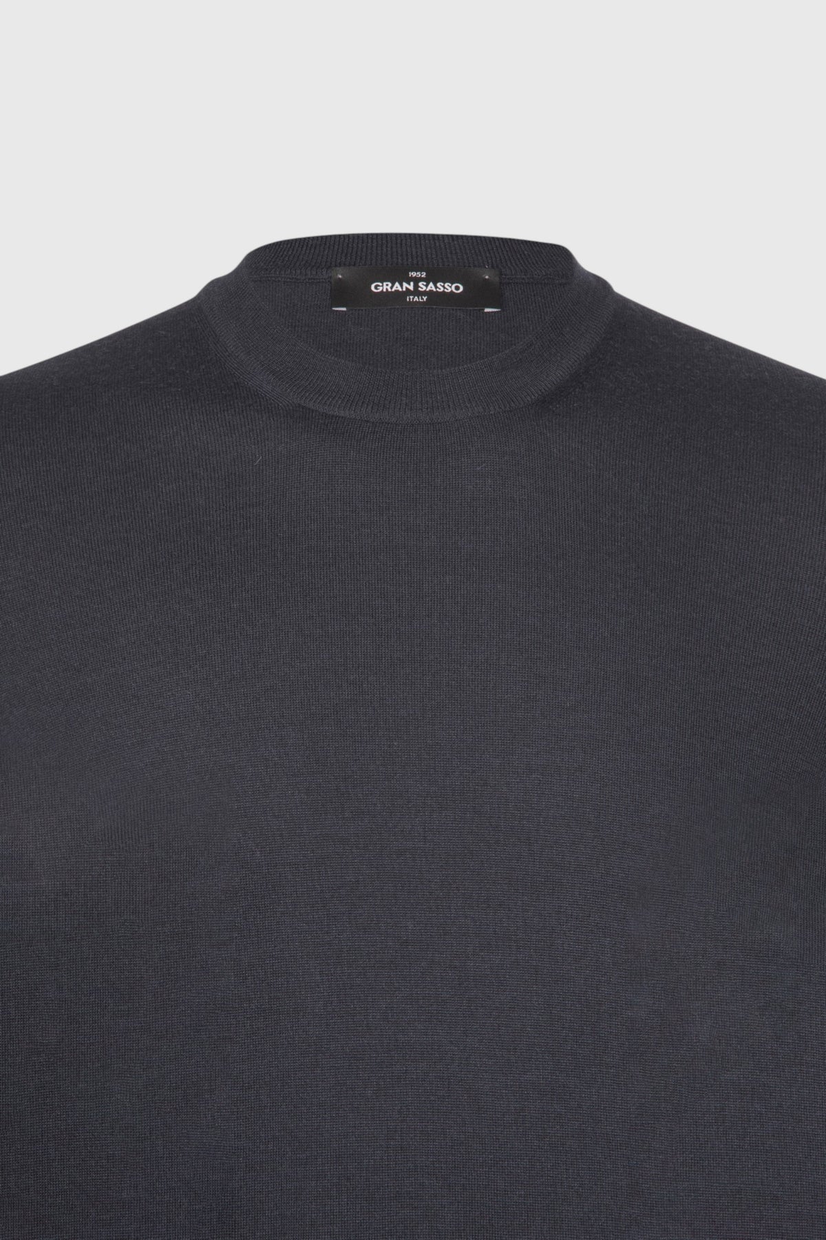 Cashmere silk and wool crew neck blue navy