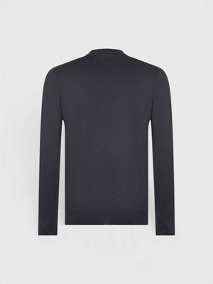 Cashmere silk and wool crew neck blue navy