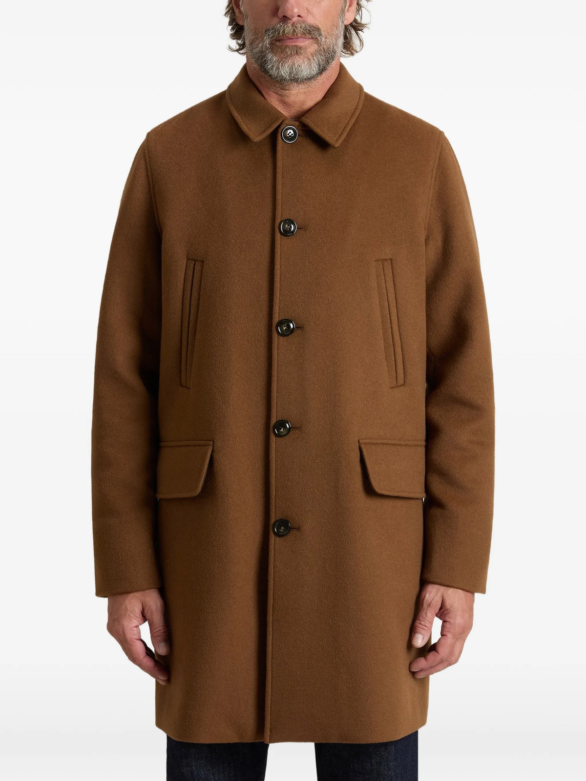 DOUBLE WOOL COAT BROWN