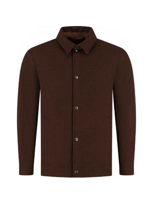 WOOL KEATING SHIRT JACKET DARK BROWN
