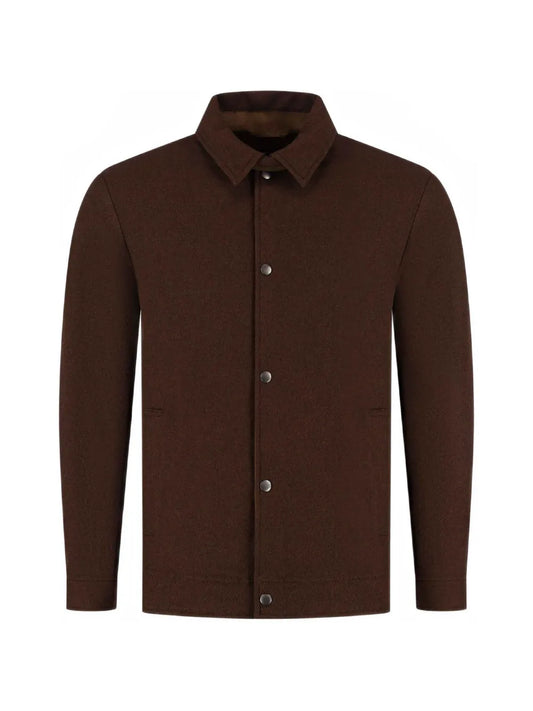 WOOL KEATING SHIRT JACKET DARK BROWN