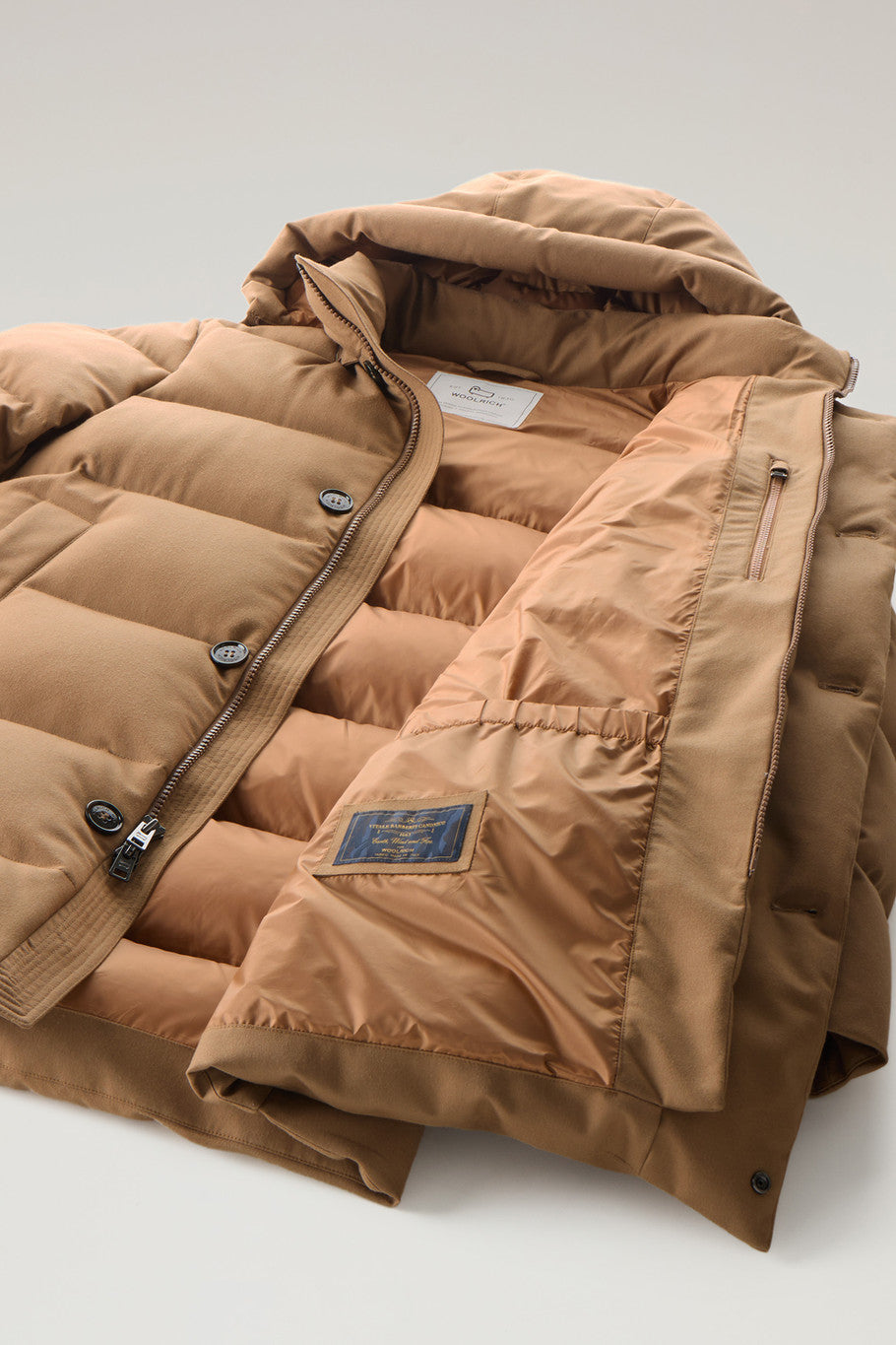 Woolrich Langer Parka aus Wolle von Vitale Barberis Canonico Camel