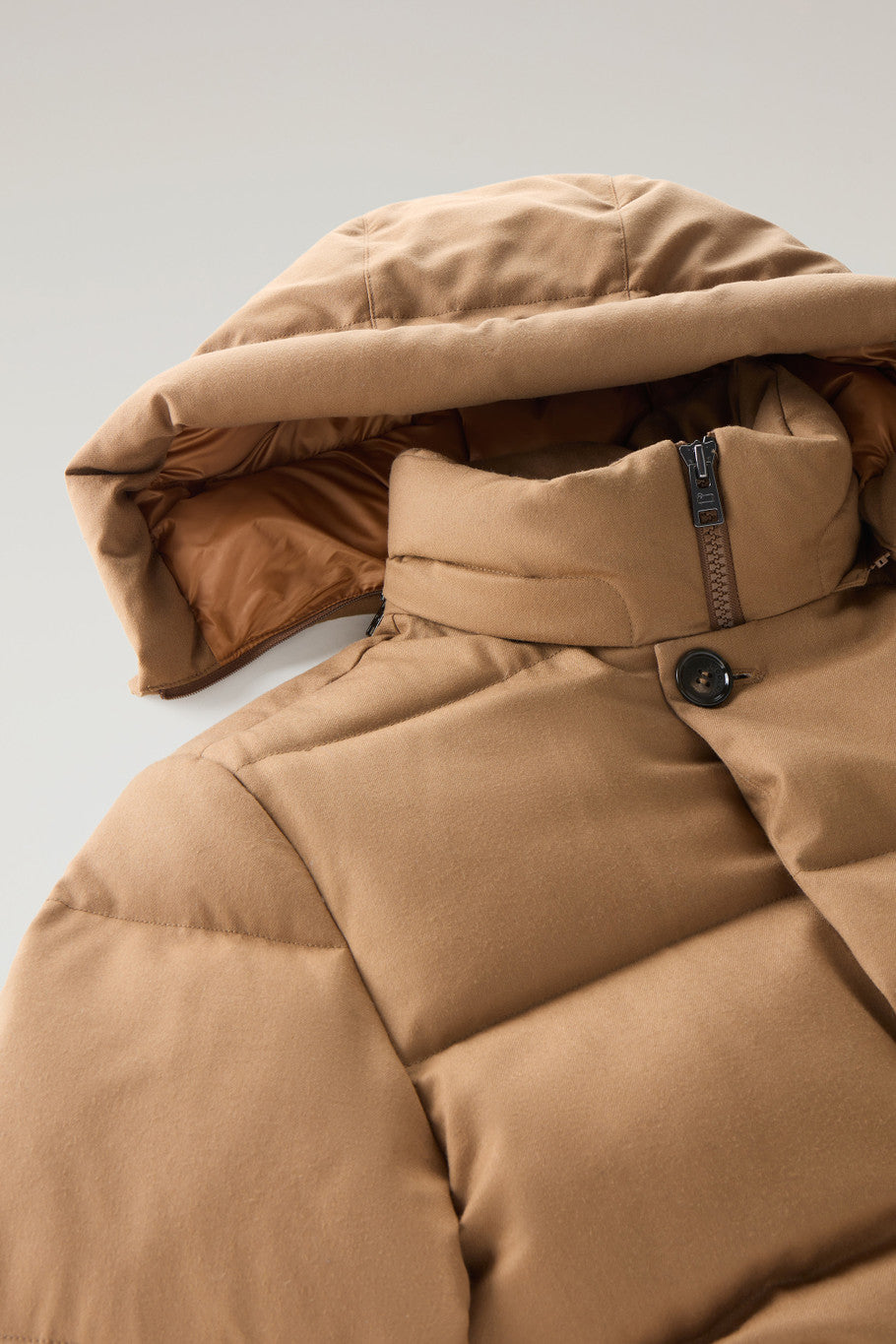 Woolrich Langer Parka aus Wolle von Vitale Barberis Canonico Camel