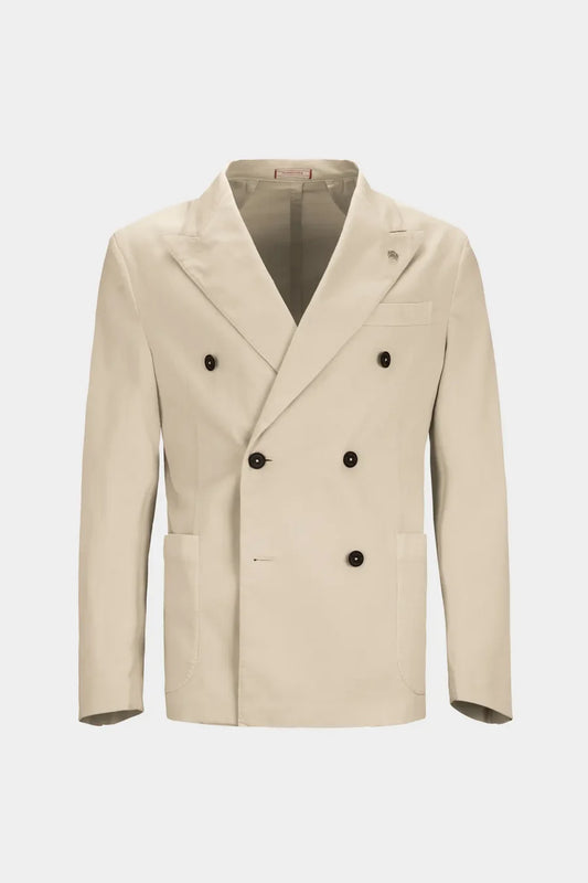 DOUBLE BREASTED JACKET GIACOMO GABARDINE RELAX LIGHT BEIGE