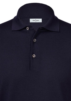 Gran Sasso Polo Langarm Slim Fit Dunkelblau