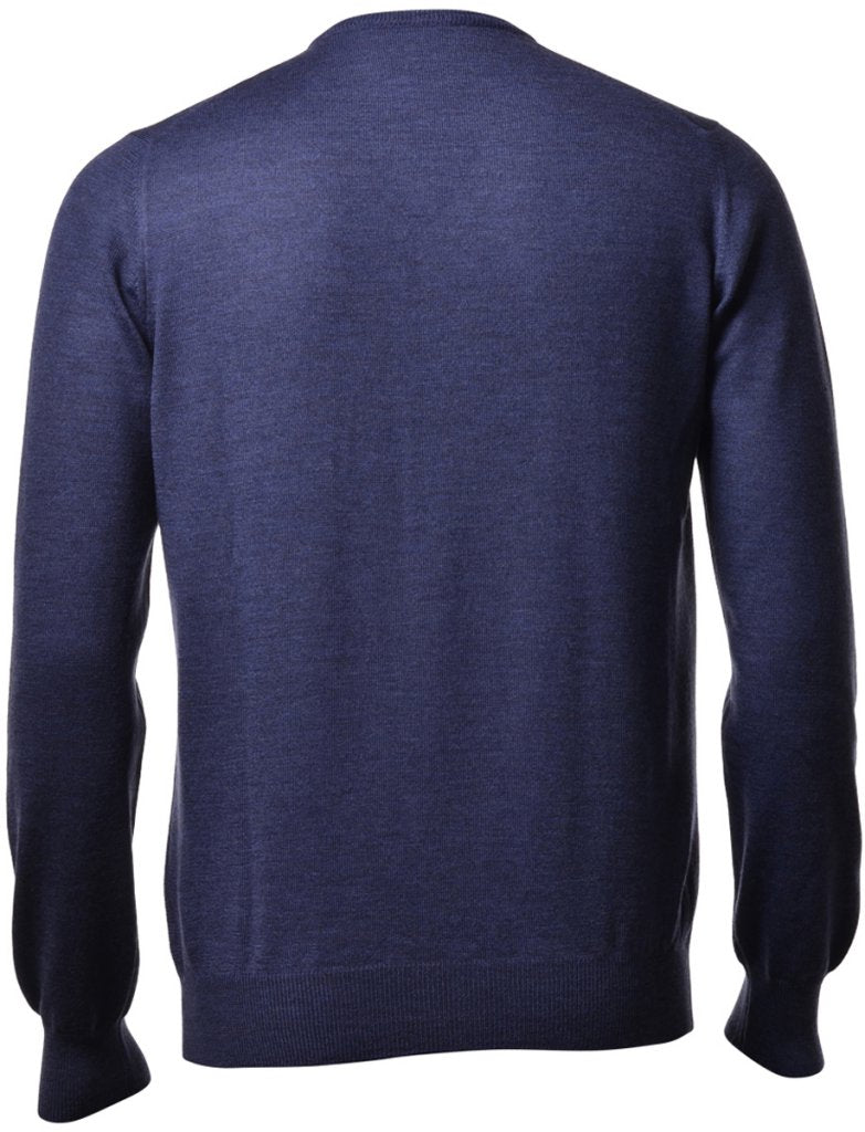 Gran Sasso V-Neck Pullover Slim Fit Mittelblau